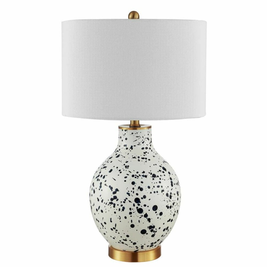 Lamps * | Krew 26. 5 In. White/Navy Blue Table Lamp With White Shade By Safavieh