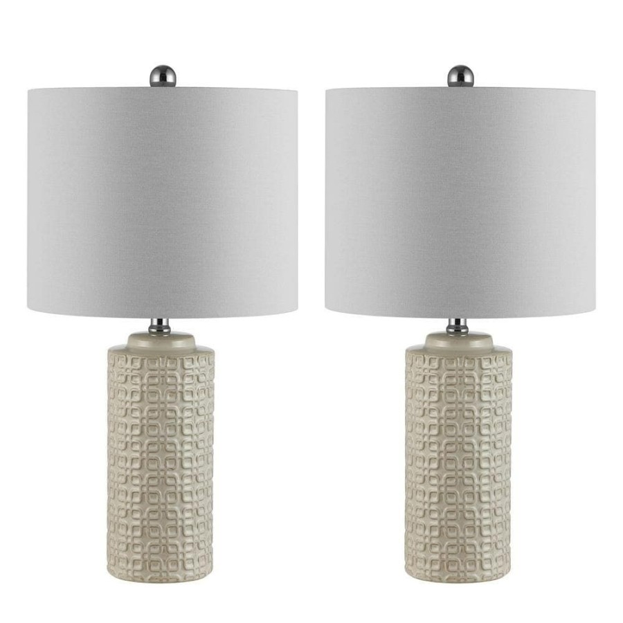 Lamps * | Artef 24 In. Ivory Table Lamp With White Shade (Set Of 2) By Safavieh