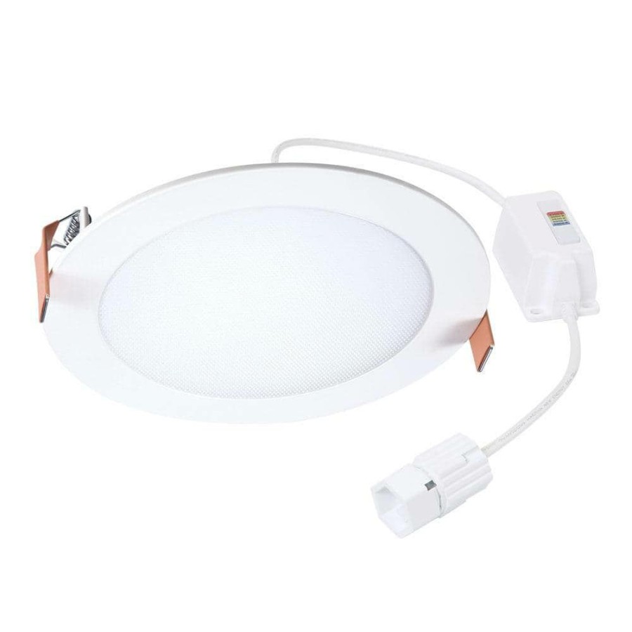 Recessed Lighting * | Quicklink 6 In., 900 Lumens 2700K-5000K Selectable Cct In White Canless Integrated Led Recessed Light Downlight Trim By Halo