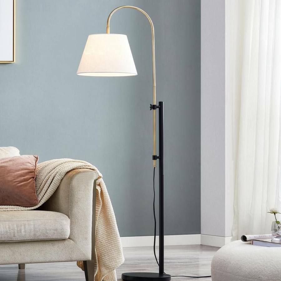 Lamps * | 66 In. Adjustable Antique Brass And Bronze Metal Floor Lamp By Kawoti