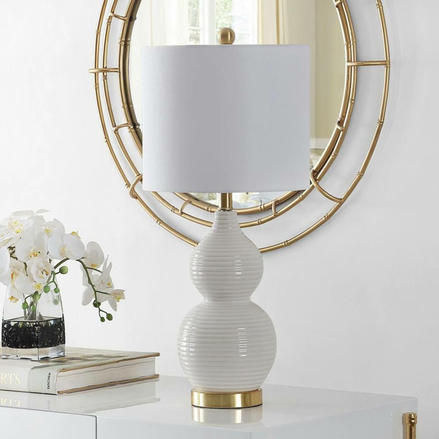 Lamps * | Emery 24.5 In. Ivory Table Lamp With White Shade By Safavieh