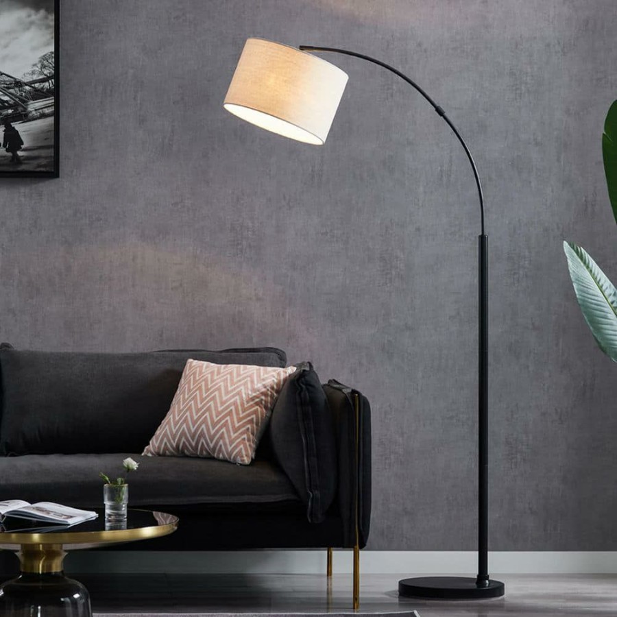 Lamps * | 70 In. Arc Black Floor Lamp With Adjustable Angle Shade By Kawoti