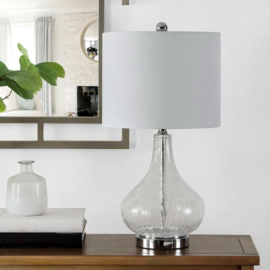 Lamps * | Brooks 24 In. Clear Table Lamp With White Shade By Safavieh