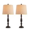 Lamps * | 26.5 In. Espresso Poly-Resin Table Lamp Set (Set Of 2) By Kawoti