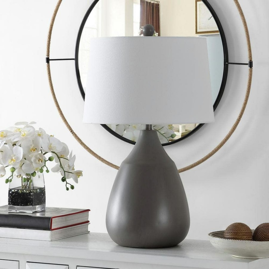 Lamps * | Sinrus 26.25 In. Gray Table Lamp With White Shade By Safavieh