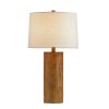 Lamps * | 25 In. Cylinder Polyresin Table Lamp In Walnut Wood Finish By Kawoti