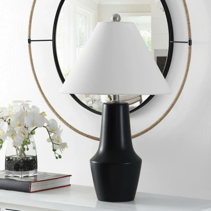 Lamps * | Cerlia 26 In. Black Table Lamp With White Shade By Safavieh