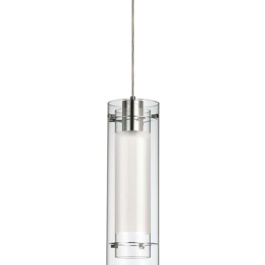 Pendant Lights * | Nella 1-Light Polished Chrome Pendant With White Fabric Sleeve By Radionic Hi Tech