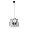 Chandeliers * | 4-Light Matte Black Square Lantern Chandelier Pendant Light With Tempered Glass Panes By Kawoti