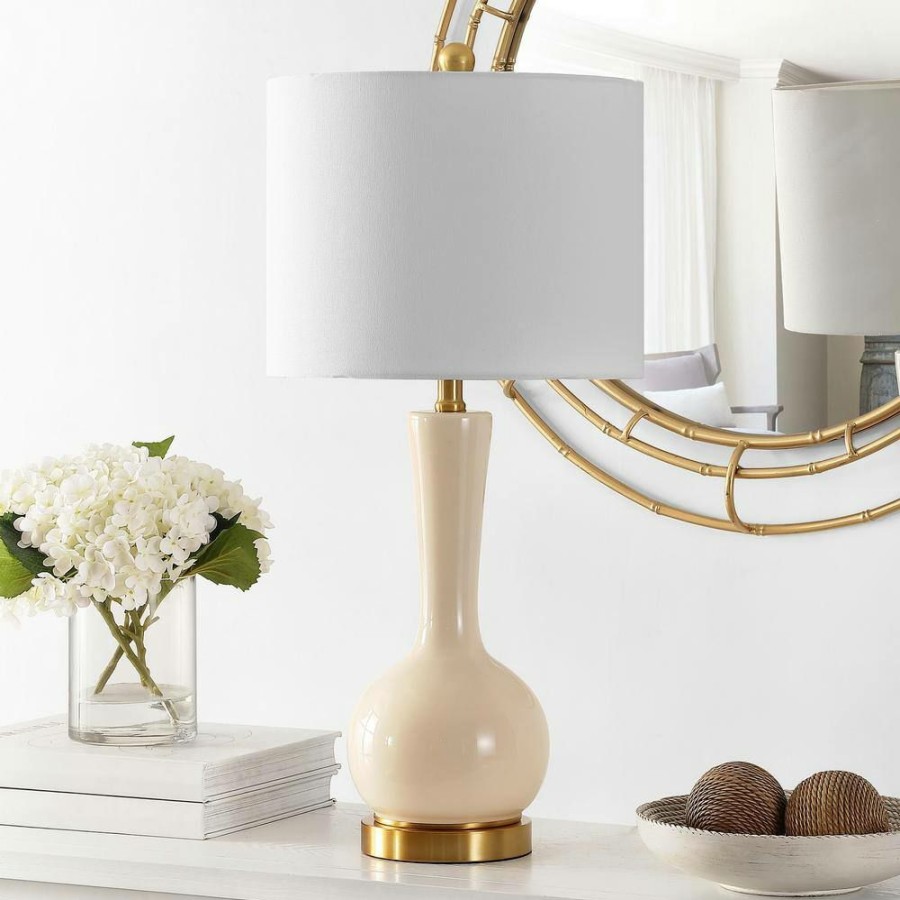 Lamps * | Gaetna 27 In. Ivory Table Lamp With White Shade By Safavieh