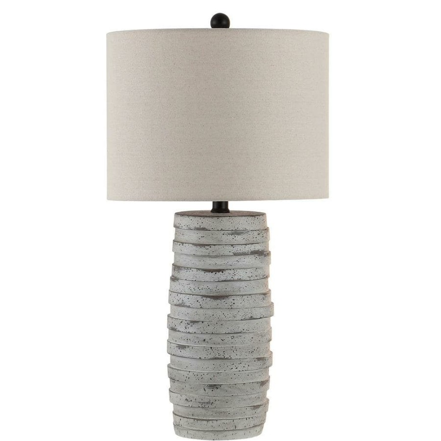 Lamps * | Alron 26.5 In. Antique Gray Table Lamp With Oatmeal Shade By Safavieh