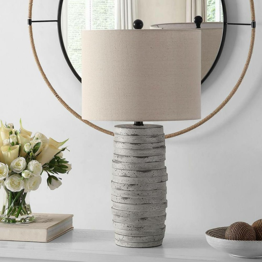 Lamps * | Alron 26.5 In. Antique Gray Table Lamp With Oatmeal Shade By Safavieh