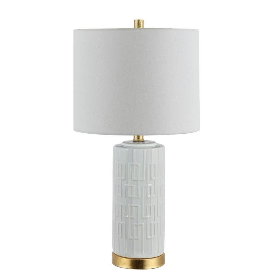 Lamps * | Pehonix 25 In. White Table Lamp With White Shade By Safavieh