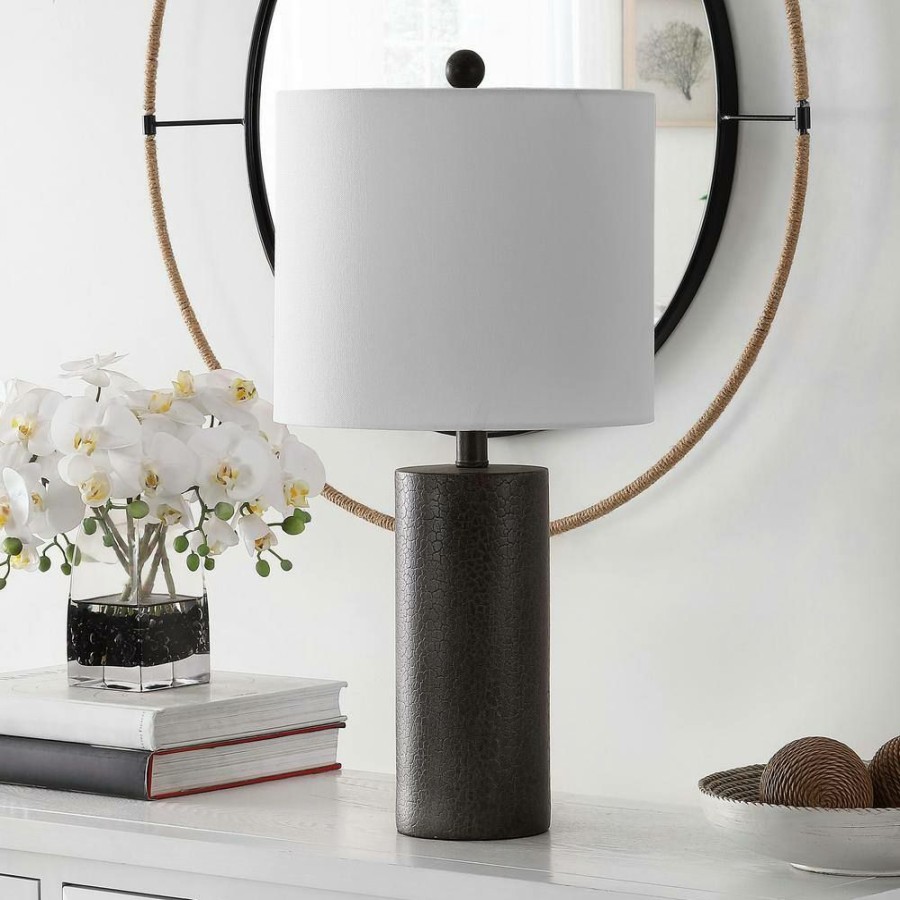 Lamps * | Nori 24 In. Dark Gray Table Lamp With White Shade By Safavieh