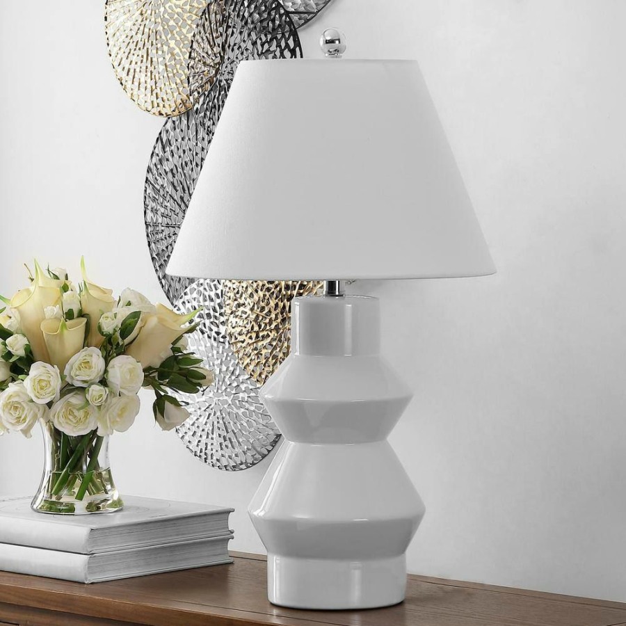 Lamps * | Larcia 25.5 In. White Table Lamp With White Shade By Safavieh