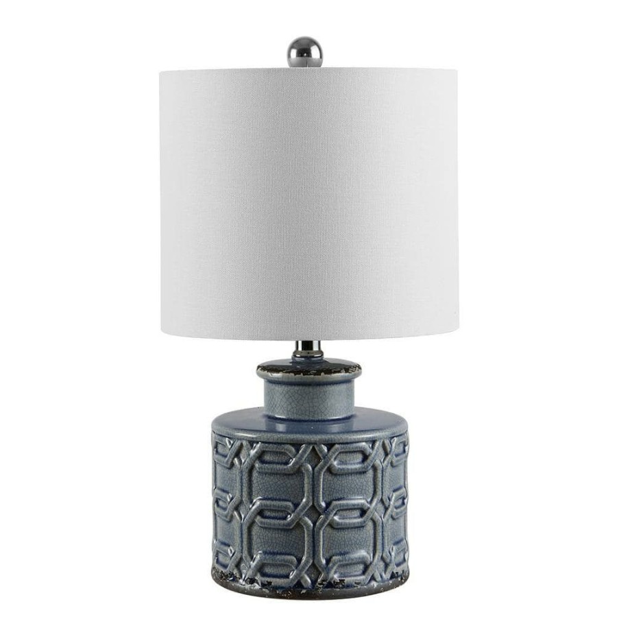 Lamps * | Bijou 17 In. Blue Table Lamp With White Shade By Safavieh