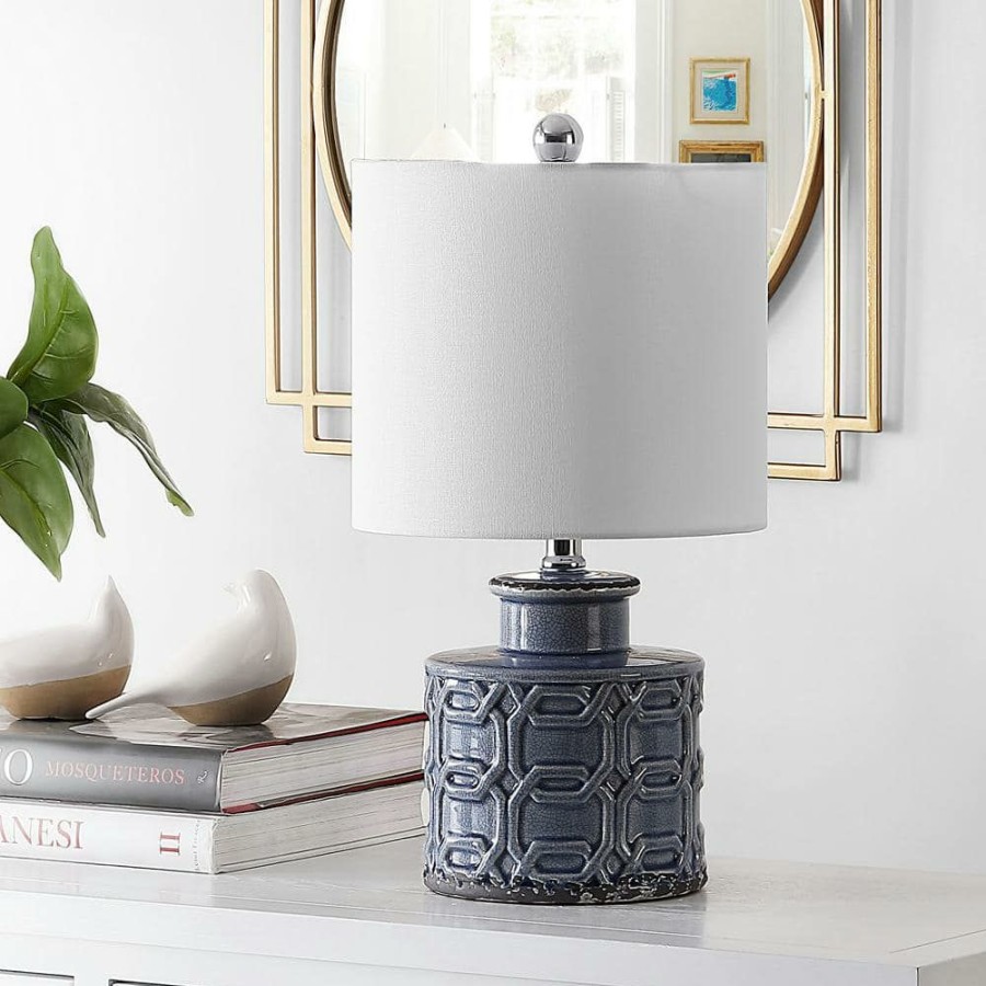 Lamps * | Bijou 17 In. Blue Table Lamp With White Shade By Safavieh