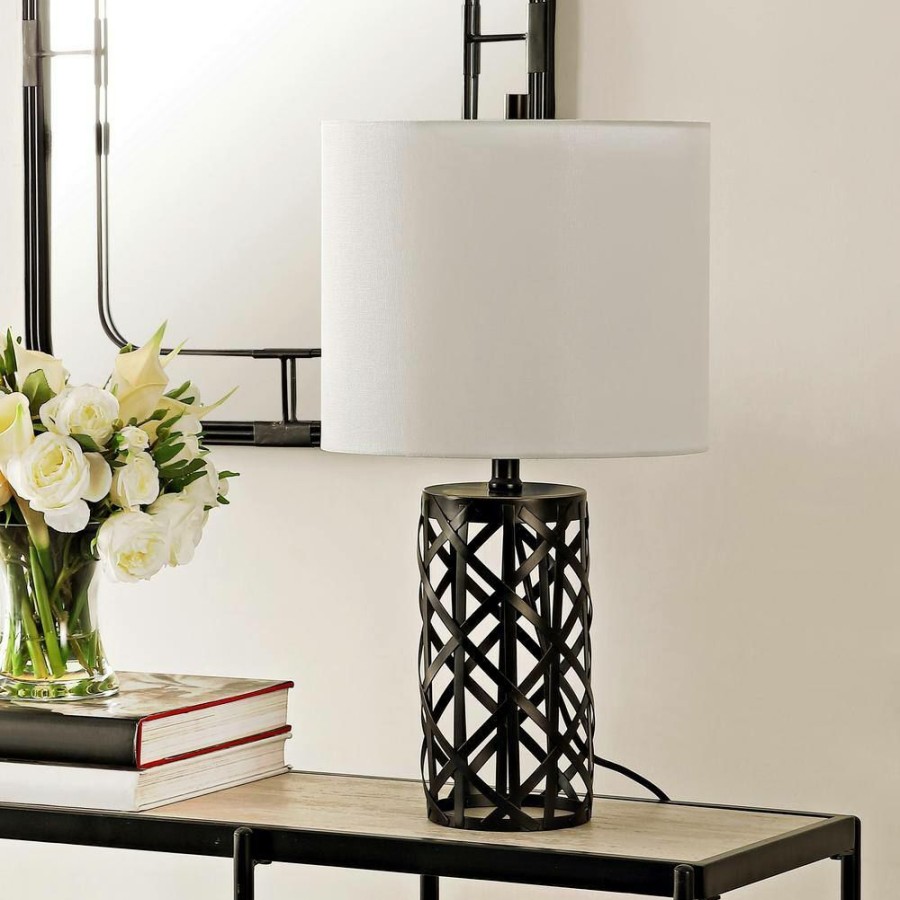 Lamps * | Berny 22 In. Black Table Lamp With White Shade By Safavieh