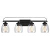 Vanity Lighting * | 33 In. 4-Light Matte Black Vanity Light With Clear Glass Shade By Kawoti