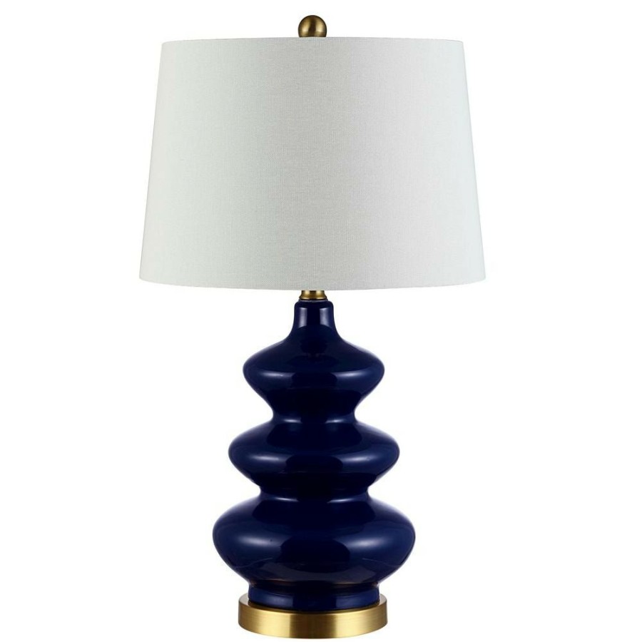 Lamps * | Brielle 27.5 In. Navy Table Lamp With White Shade By Safavieh