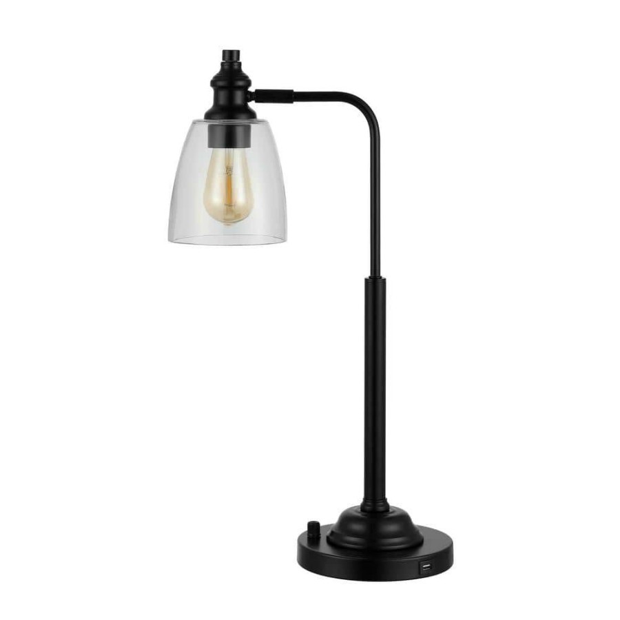 Lamps * | Rino 23 In. Black Table Lamp With White Shade By Safavieh