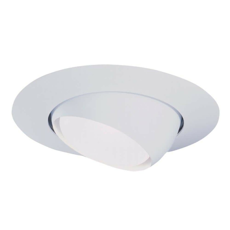 Recessed Lighting * | 6 In. White Recessed Ceiling Light Trim With Adjustable Eyeball By Halo