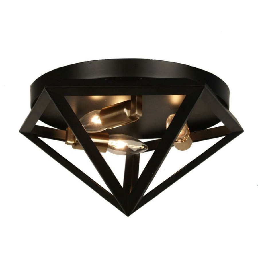 Flush Mount Lights * | Archello 3-Light Matte Black Flush Mount By Radionic Hi Tech