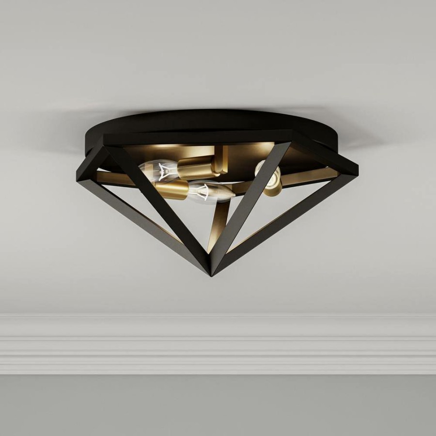 Flush Mount Lights * | Archello 3-Light Matte Black Flush Mount By Radionic Hi Tech