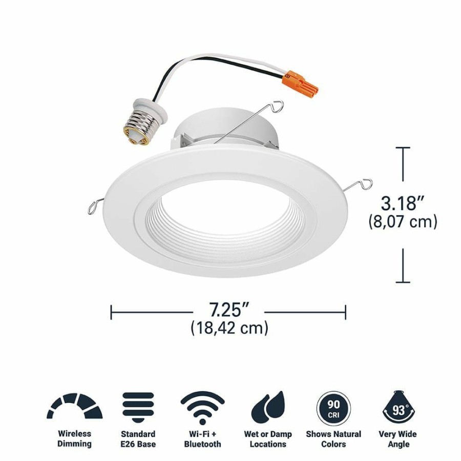 Recessed Lighting * | 5/6 In. Tunable Cct 2200-6500K Integrated Led Matte White Baffle Retrofit Downlight With Smart Control From Wiz Pro By Halo