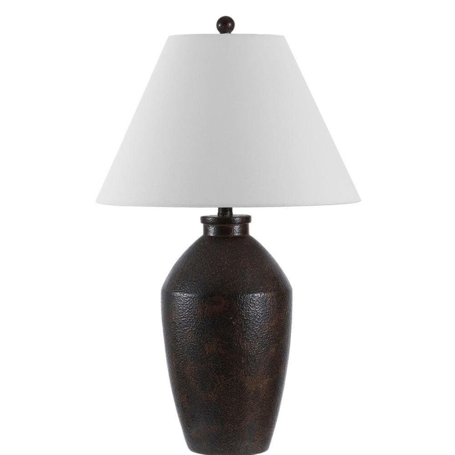 Lamps * | Rani 29.5 In. Brown Table Lamp With White Shade By Safavieh