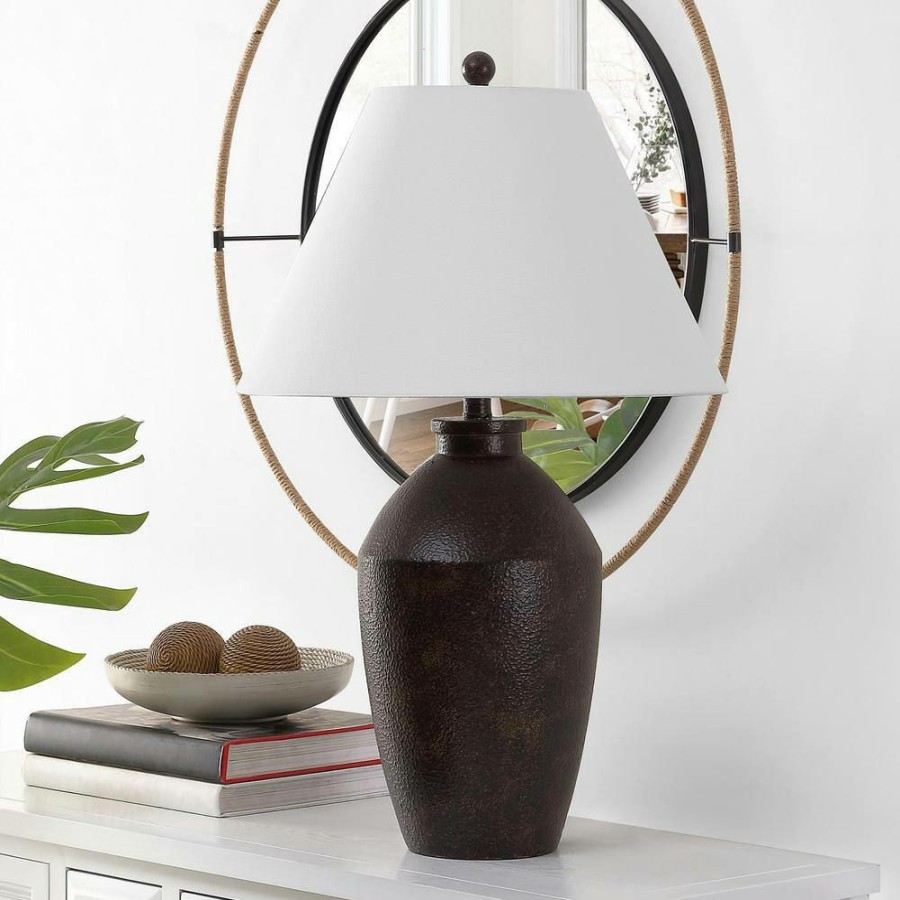 Lamps * | Rani 29.5 In. Brown Table Lamp With White Shade By Safavieh