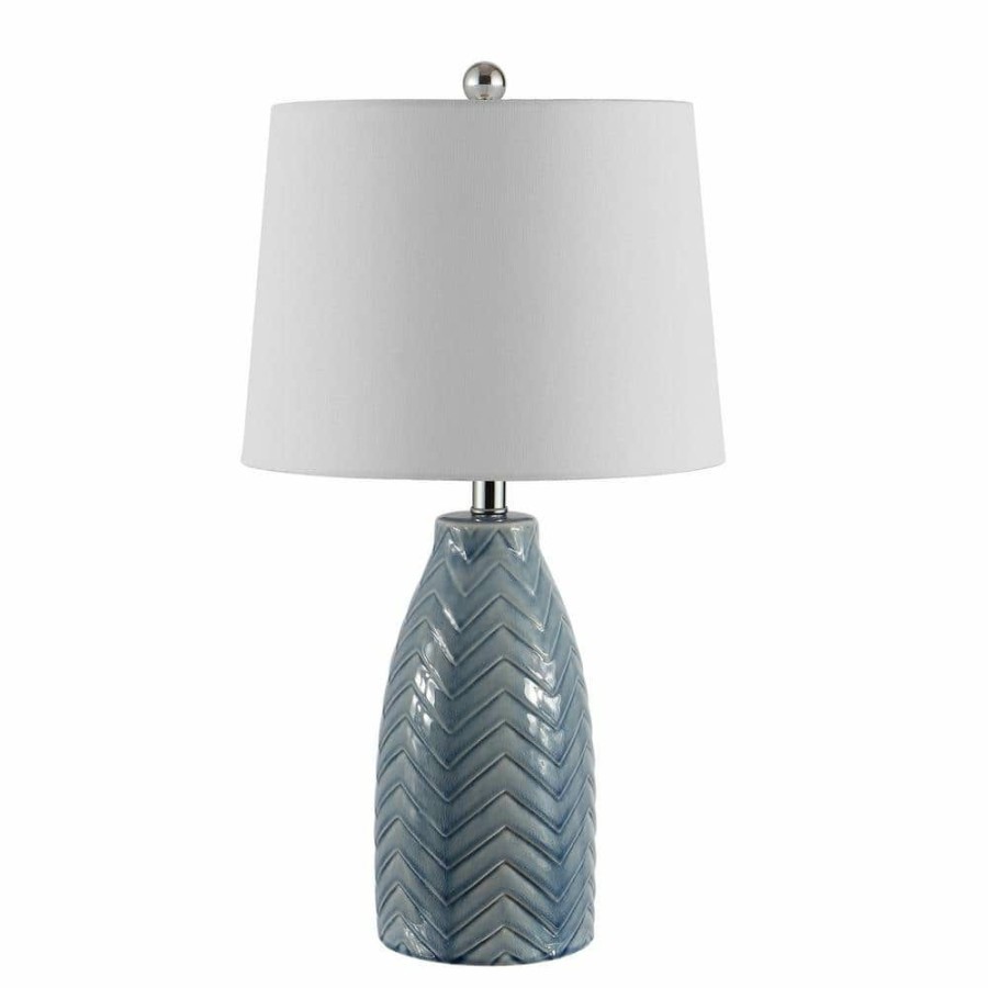 Lamps * | Naji 24.5 In. Gray Table Lamp With White Shade By Safavieh