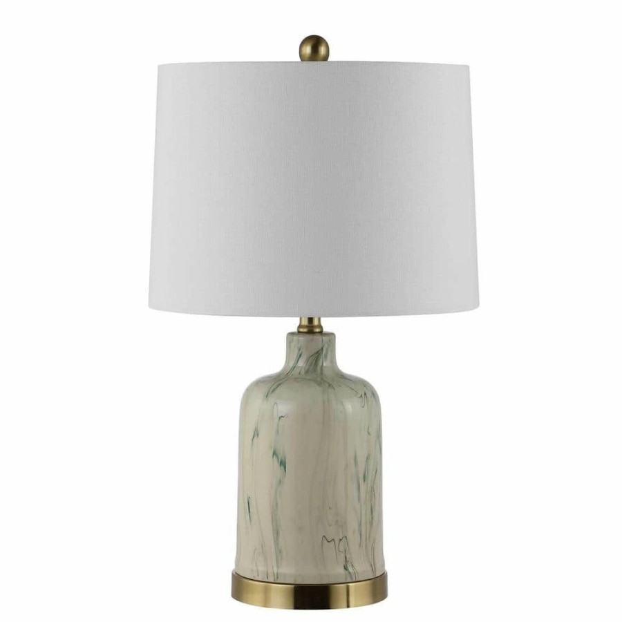 Lamps * | Sage 24 In. Green/White Table Lamp With White Shade By Safavieh