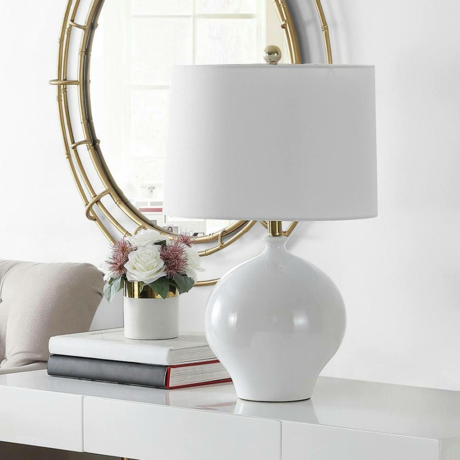 Lamps * | Kemli 23.5 In. White Table Lamp With White Shade By Safavieh