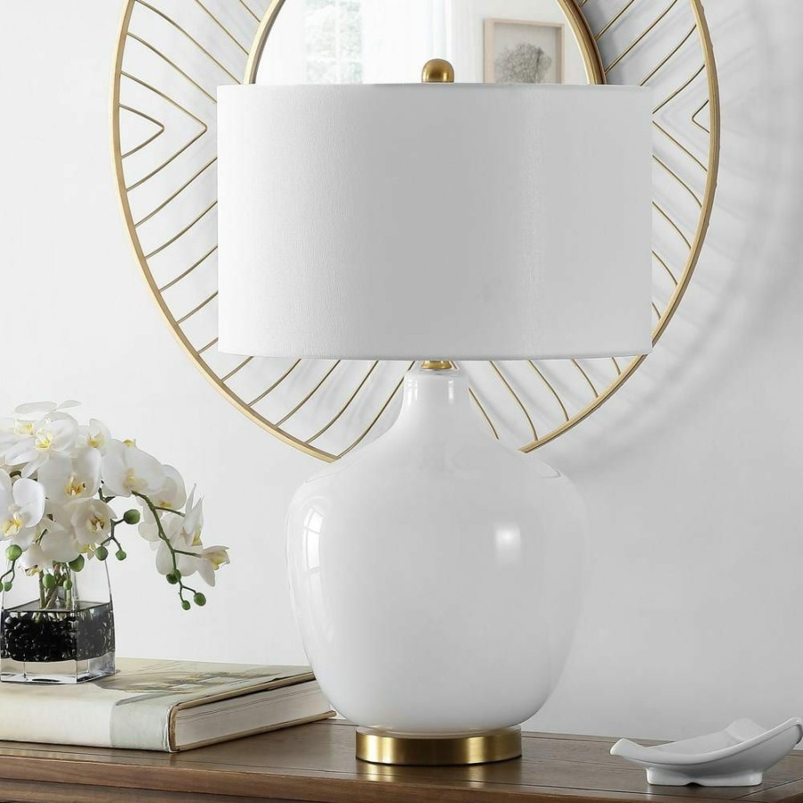 Lamps * | Eugenie 27 In. White Table Lamp With White Shade By Safavieh