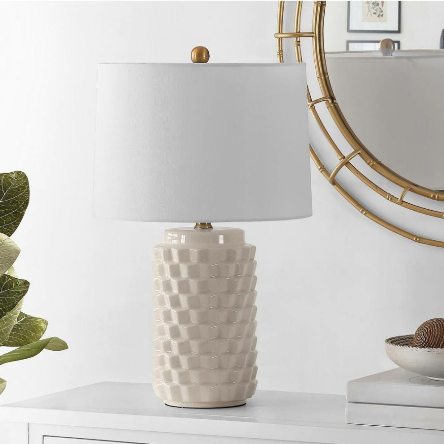 Lamps * | Weldon 22.5 In. Ivory Table Lamp With White Shade By Safavieh