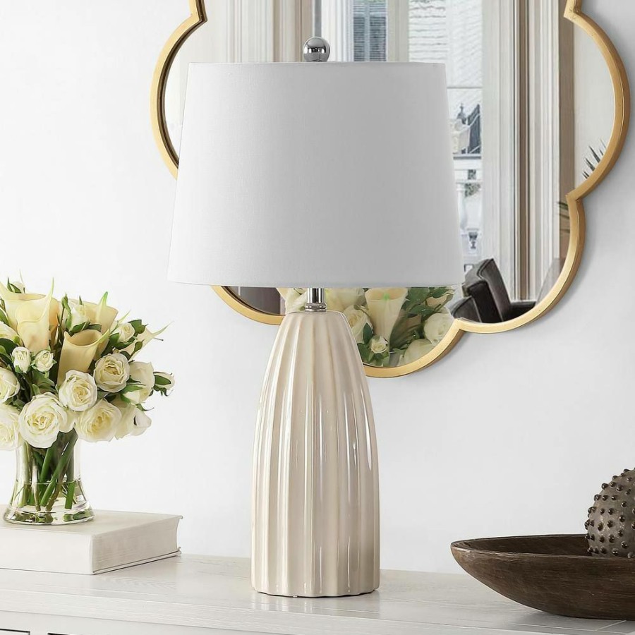 Lamps * | Kayden 25. 5 In. Ivory Table Lamp With White Shade By Safavieh