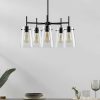 Chandeliers * | 5-Light Blackened Bronze Chandelier With Clear Glass Shade By Kawoti