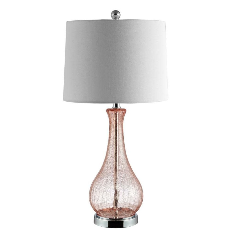 Lamps * | Finnley 27. 5 In. Light Blush Crackle Table Lamp With Off White Shade By Safavieh