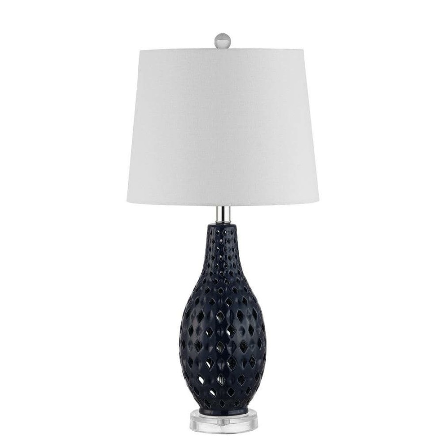 Lamps * | Harlem 25 In. Navy Table Lamp With White Shade By Safavieh