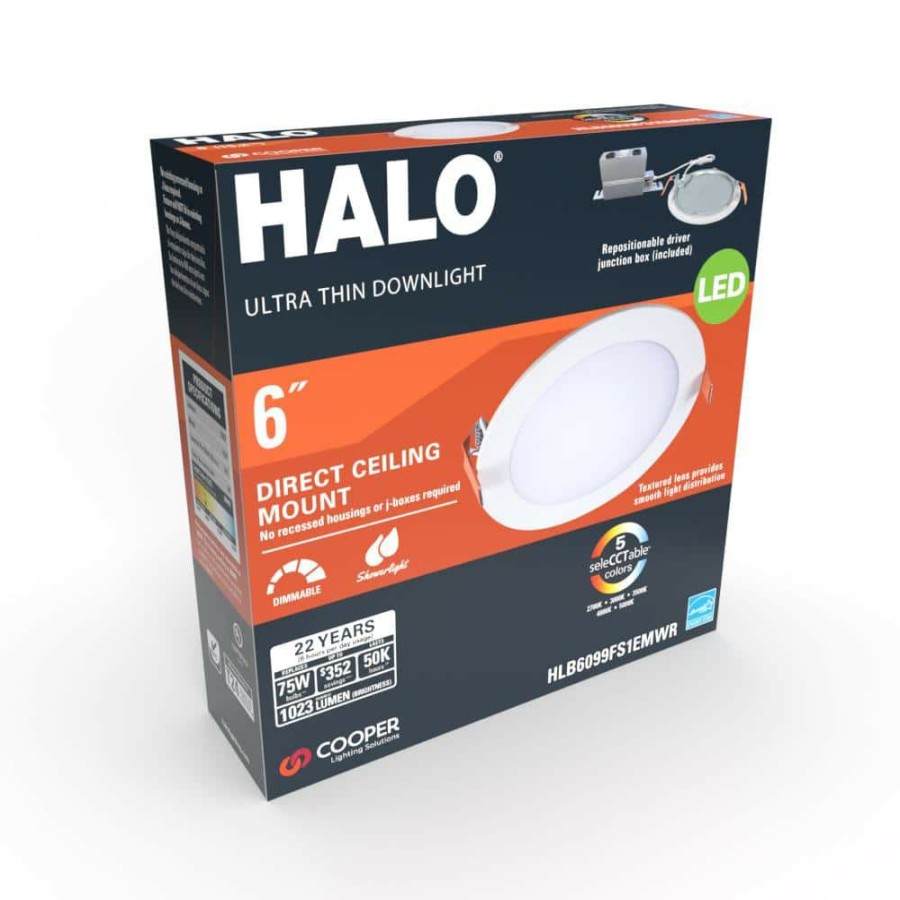 Recessed Lighting * | Hlb 6 In. Selectable Cct New Construction Or Remodel Canless Recessed Integrated Led Kit By Halo