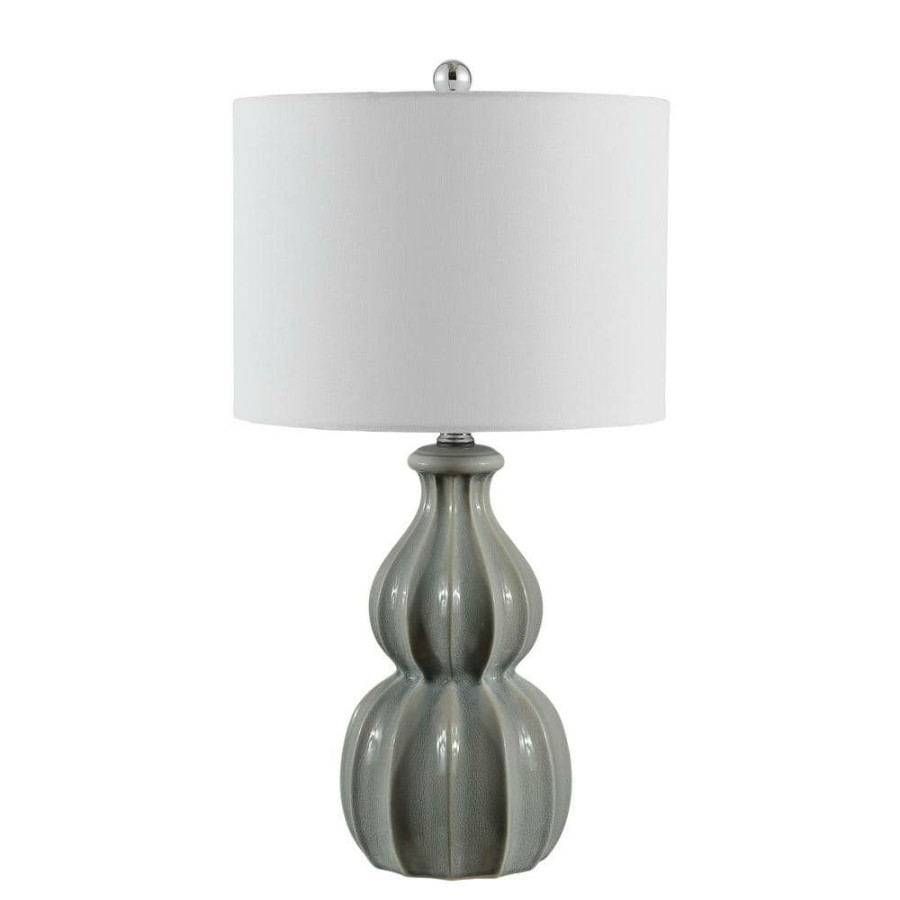 Lamps * | Wade 24.5 In. Gray Table Lamp With White Shade By Safavieh