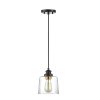 Pendant Lights * | 7 In. 1-Light Standard Bronze Mini Pendant Light With Drum Glass Shade By Kawoti