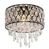 Flush Mount Lights * | 15 In. 3-Light Blackened Bronze Crystal Drum Flush Mount By Kawoti