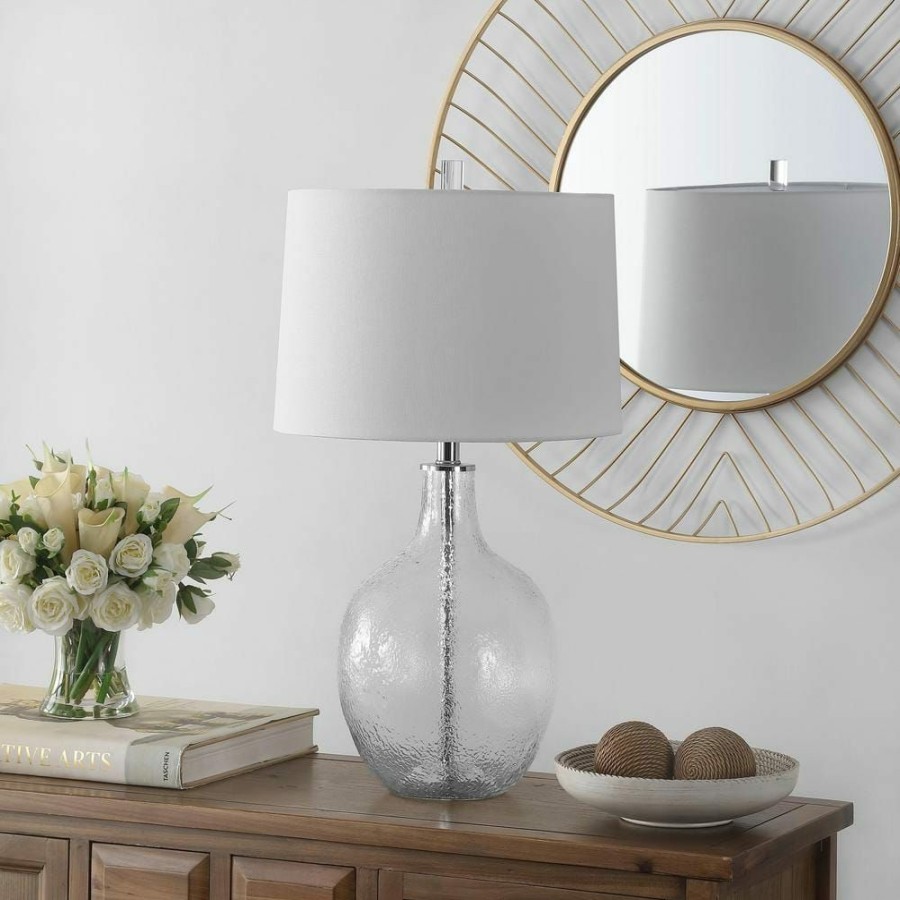 Lamps * | Nadine 26 In. Clear Table Lamp With White Shade By Safavieh