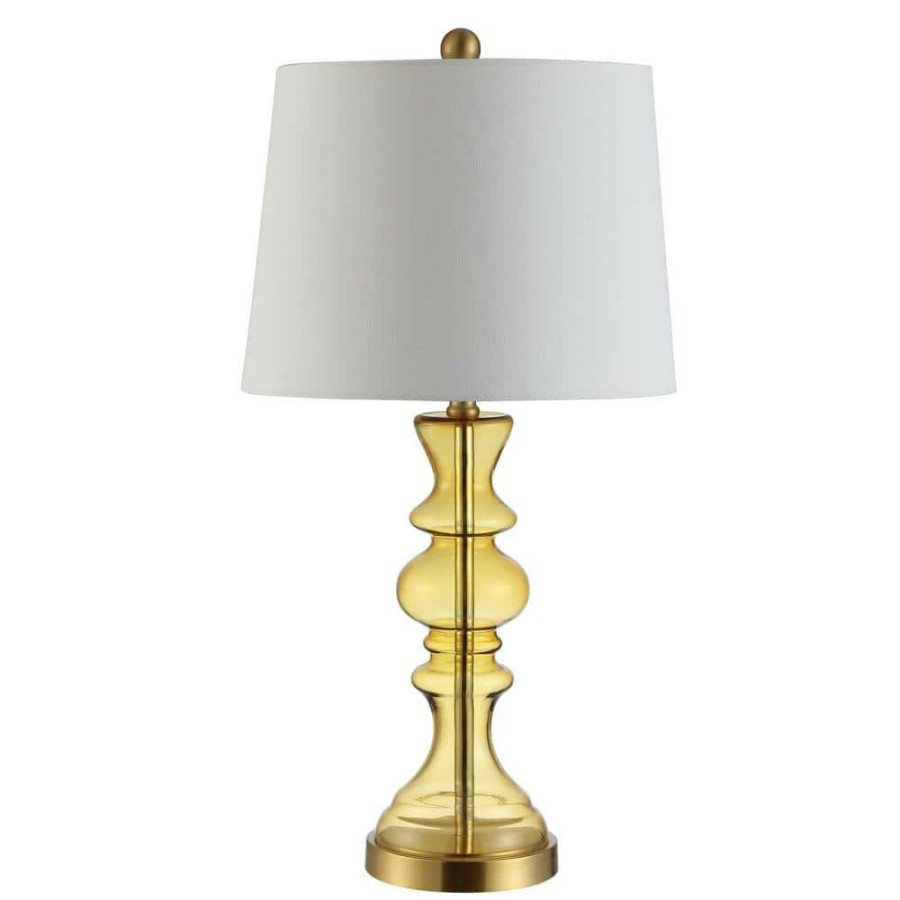 Lamps * | Jaiden 27 In. Amber Table Lamp With Off White Shade By Safavieh