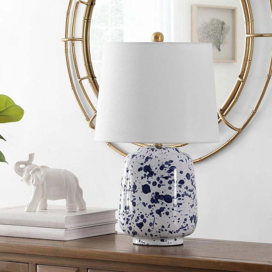 Lamps * | Greyon 23 In. Navy Blue Table Lamp With White Shade By Safavieh