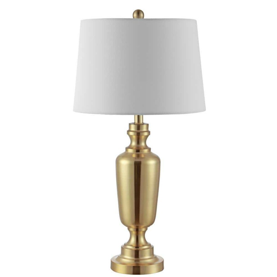 Lamps * | Ezra 28 In. Brass Table Lamp With White Shade By Safavieh