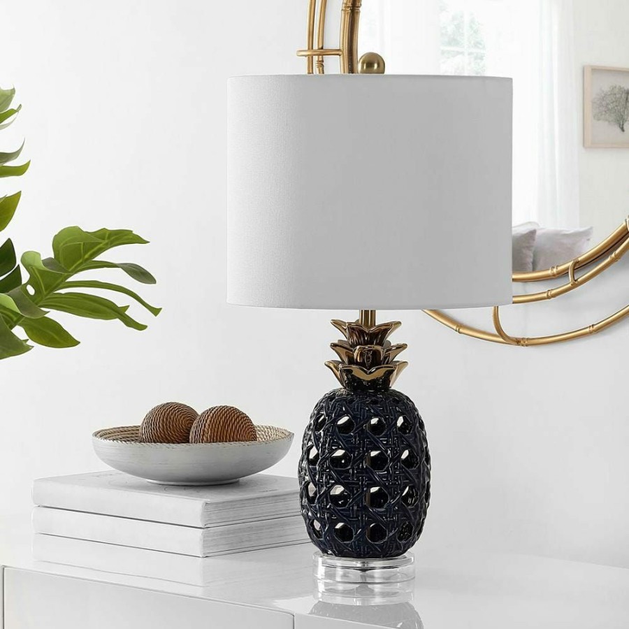 Lamps * | Sonny 24 In. Navy Blue Table Lamp With White Shade By Safavieh