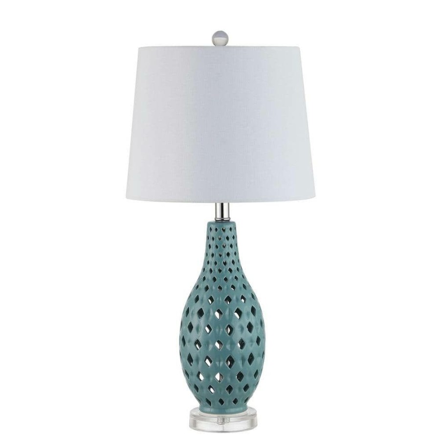 Lamps * | Harlem 25 In. Blue Table Lamp With White Shade By Safavieh